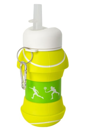 Basketbol ve Tenis Topu Şeklinde Katlanabilir Matara, 0.5L Silikon Spor Su Şişesi, Taşınabilir ve Hafif (Tenis)