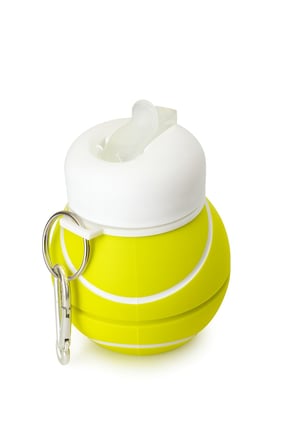 Basketbol ve Tenis Topu Şeklinde Katlanabilir Matara, 0.5L Silikon Spor Su Şişesi, Taşınabilir ve Hafif (Tenis)