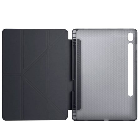 Xiaomi Pad 7 ile uyumlu Kılıf Kalem Koyma Bölmeli Stand Olan Uyku Modlu Suni Deri, Yarı transparan Silikon Arka Yüzey ergonomik yapılı, Attravtive Smart Cover Siyah