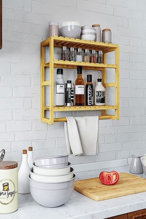 Bambu Mini 8 Form Organizer Mutfak ve Banyo Düzenleyici Askılı Duvar Rafı Havluluk DB-0028