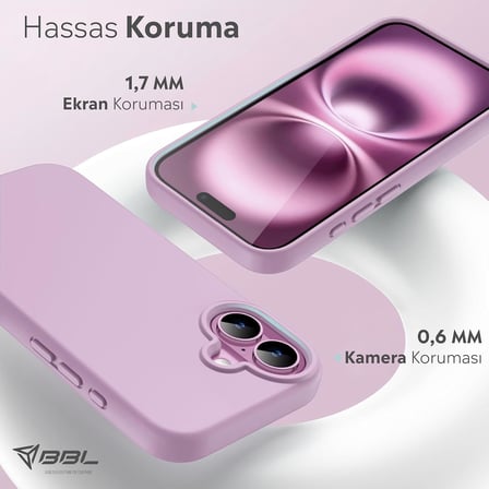 iPhone 16 İle Uyumlu Kılıf İnce Ve Dayanıklı Sıvı Silikon 3 Katmanlı Tam Kaplamalı Şık Yumuşak Jel Hissi Yüksek Kalite Kauçuk Telefon Kılıfı (Mat Lila)