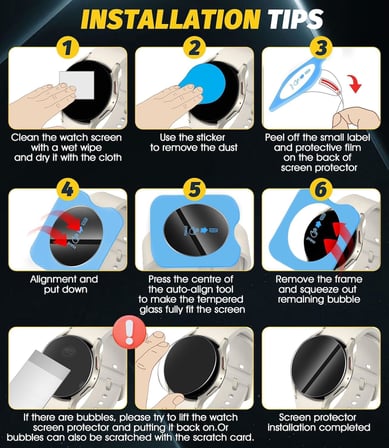 Samsung Galaxy Watch 8 40mm için Kolay Uygulama Aparatlı Ekran Koruyucu 9H Sertliğinde Çizilmeye Karşı Koruyan Dokunma Hassasiyetini ve Görüntü Kalitesini Etkilemeyen Galaxy Watch8 Cam Filmi