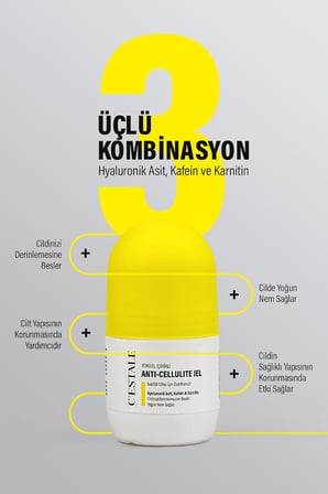 Selülit Karşıtı Roll-On Masaj Jeli – Kafein, Karnitin, Hyaluronik Asit ve Bitkisel Özler – Sıkılaştırıcı & Pürüz Görünümü Azaltıcı Etki – 50 ml