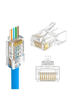 Jak Cat5/cat6 Rj45 Konnektör 100 Lü Paket Cat6 Ez Plug Ethernet Jak Network 8p8c