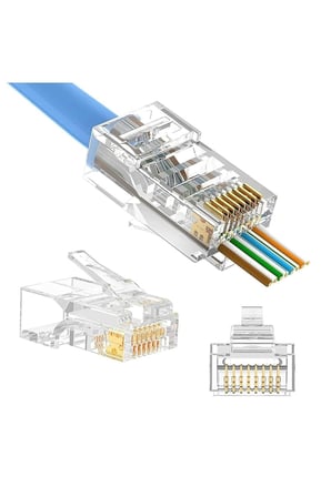 Jak Cat5/cat6 Rj45 Konnektör 100 Lü Paket Cat6 Ez Plug Ethernet Jak Network 8p8c