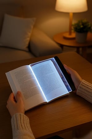 Okuma LED Işıklı Panel – Sayfa Aydınlatma Lambası, Taşınabilir & Pilli, Göz Yormaz, Gece Okuma Işığı (11.5x17 cm)