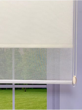 Mekanizmalı Ekru Keten Tül ve Ekru Mat Stor Perde 160 x 200