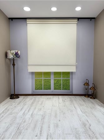 Mekanizmalı Ekru Keten Tül ve Ekru Mat Stor Perde 100 x 200