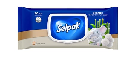 Organik Bambu ve Pamuk Islak Mendil 1X50 2li paket