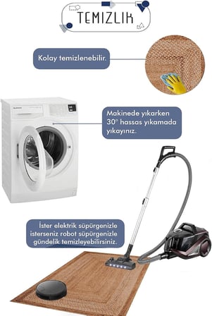 Kaymaz Yıkanabilir Sisal Jüt Görünümlü Gri Mutfak Halısı Salon Halısı Yolluk Mutfak Dekor,Antrasit 80 X 150