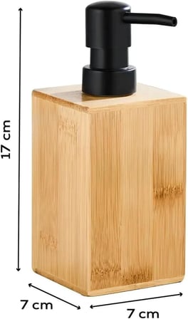 Bambu Sıvı Sabunluk, Modern Siyah Pompalı, 17x7x7 cm