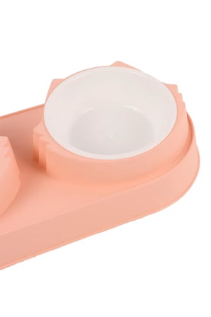 Hazneli Plastik Mama ve Su Kabı – Pembe – Kaymaz Tabanlı, Dayanıklı & Hijyenik – Kedi/Köpek Mama Kabı – Kolay Temizlenebilir (33x17x5 cm)