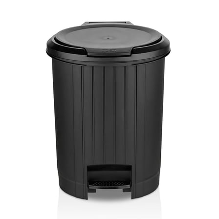 Litre Bas Aç Kapaklı Çöp Kovası - Click Kapak Pedallı Çöp Kovası Banyo Mutfak Çöp Kovası (Antrasit)
