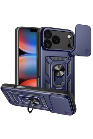 IPhone 17 Pro ile uyumlu Apple Kılıf Kamera Korumalı Sürgülü Yüzüklü Armor Military Tank Kızaklı Sert Kapak