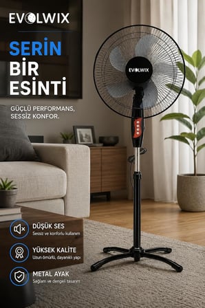 inç Siyah Ayaklı Vantilatör