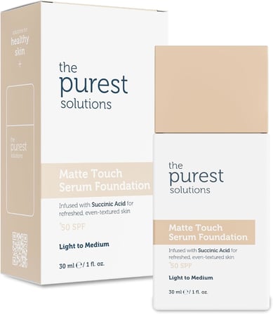 Purest Solutions Sebum Dengeleyici & Matlaştırıcı Serum Fondöten SPF 50, 30 Mililitre – Açık/Orta Ton