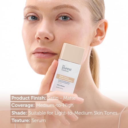 Purest Solutions Sebum Dengeleyici & Matlaştırıcı Serum Fondöten SPF 50, 30 Mililitre – Açık/Orta Ton