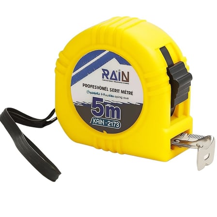 Metre Şerit Metre, Otomatik Geri Sarma, Kilitleme Düğmeli, Dayanıklı ABS Gövde, Metal Ölçü Bandı, Ergonomik Tutma Kolu