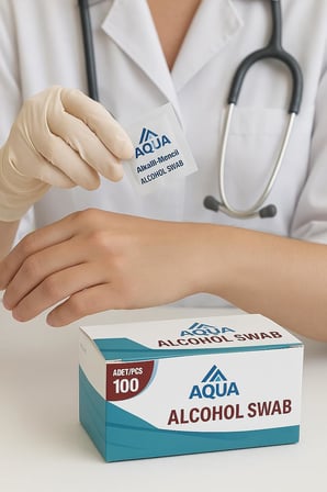 Alkollü Islak Mendil 100 Adet Paket Steril Temizlik Mendili, Alkollu Swap