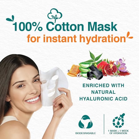 Aydınlatıcı Kağıt Maske, Safran, C Vitamini, Hyaluronic Acid,%100 Pamuk, Geri Dönüştürülebilir, Tüm Ciltler, 30 gr (2 paketi)