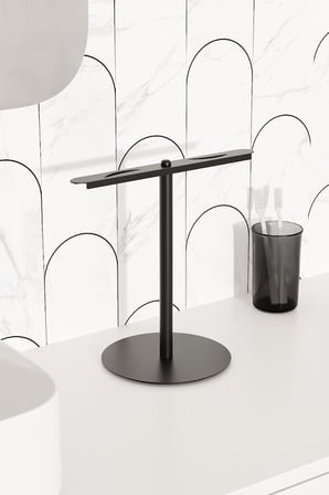 Çelik Havluluk, Tezgah Üzeri Havlu Askısı-Banyo Tuvalet Havlu Standı (Mat Siyah)