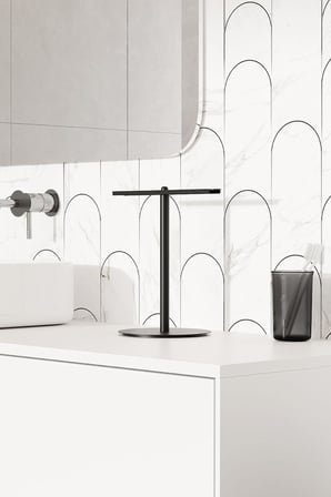 Çelik Havluluk, Tezgah Üzeri Havlu Askısı-Banyo Tuvalet Havlu Standı (Mat Siyah)
