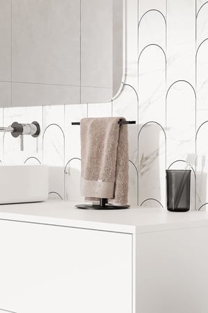 Çelik Havluluk, Tezgah Üzeri Havlu Askısı-Banyo Tuvalet Havlu Standı (Mat Siyah)