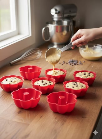 Muffin Kalıbı, Göbekli ve Çiçek Desenli – 6'lı Paket Isıya Dayanıklı Yapışmaz (2)