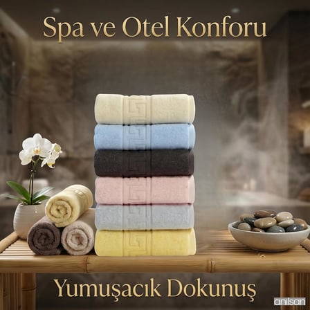 6'Lı El Ve Yüz Havlusu Seti (50X90 Cm) - Pamuk, Yüksek Emici, Grek Desenli - Ev, Otel, Spa Ve Banyo İ̇Çin Lüks Havlu Seti Günlük Kullanıma Uygun