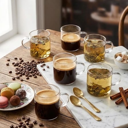 6'lı Şeffaf Cam Espresso Bardak Seti – Isıya Dayanıklı Minimal Tasarım Kahve Bardakları – 6 cm Yükseklik, 6 cm Çap – Türk Kahvesi, Espresso ve Kafe Kullanımı İçin Şık Sunum Bardakları