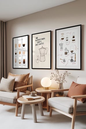 Siyah Çerçeveli 3'lü Tablo Seti, Kahve Tutkusu – Coffee Lover Serisi, Mutfak Set No: 30004 15 x 21