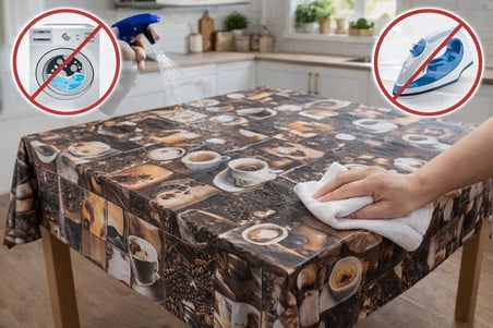 Masa Örtüsü, Çiçek ve Kahve Temalı Modeller, Mutfak Ve Yemek Masası İçin, Farklı Desen Seçenekleri 140 * 140 CM (Café Concept)