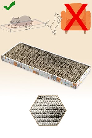 HOME Tırmata Doğal Düz Ondüle Karton Kedi Tırmalaması Kedi Tırmalama Tahtası Kartonu 47X17 Cm Kahverengi