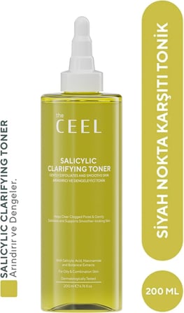 Ceel Salisilik Asit Tonik 200 ml - Niacinamide, Sitrik Asit ve Zinc PCA İçeren Yağ Dengeleyici ve Gözenek Görünümü Dengeleyici Yüz Toniği, Yağlı ve Karma Ciltler İçin