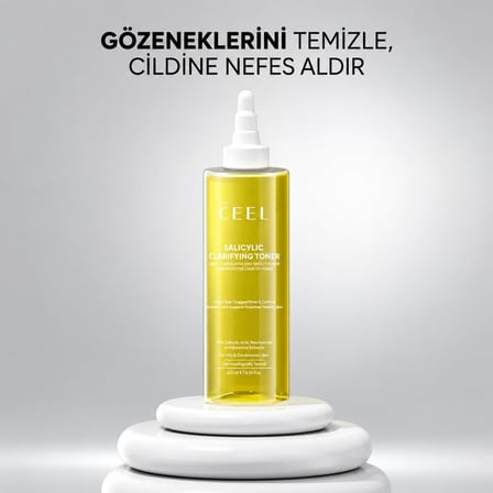Ceel Salisilik Asit Tonik 200 ml - Niacinamide, Sitrik Asit ve Zinc PCA İçeren Yağ Dengeleyici ve Gözenek Görünümü Dengeleyici Yüz Toniği, Yağlı ve Karma Ciltler İçin