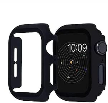 Apple Watch Uyumlu Watch Guard Ekran Koruyucu | Akıllı Saat Ekran Koruyucu | Smart Watch Kırılmaz Cam (Siyah, Watch 44mm)