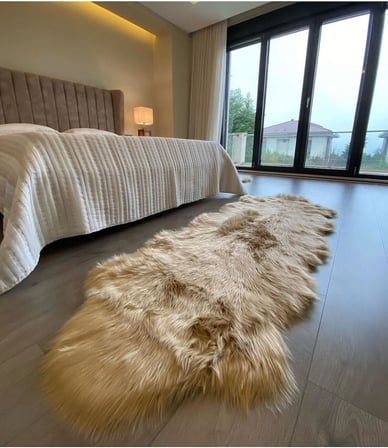 Post Üst Kalite Tüy Dökmez Yıkanabilir Yumuşak Dokulu Peluş Halı, CAMEL, 50 x 80