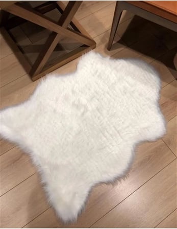 Post Üst Kalite Tüy Dökmez Yıkanabilir Yumuşak Dokulu Peluş Halı, BEYAZ, 50 x 80