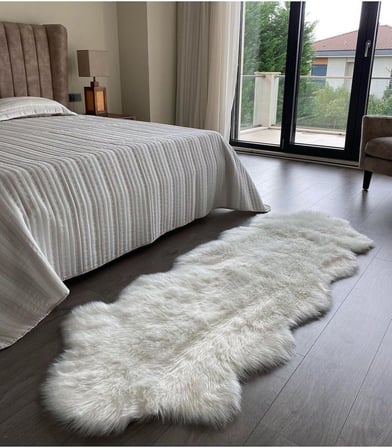 Post Üst Kalite Tüy Dökmez Yıkanabilir Yumuşak Dokulu Peluş Halı, BEYAZ, 50 x 80