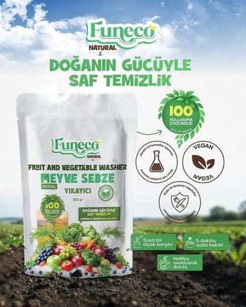 Meyve & Sebze Yıkayıcı 350 g – Bitki ve Mineral Bazlı Doğal Temizleyici Toz – Vegan, Food Grade, 100 Kullanımlık