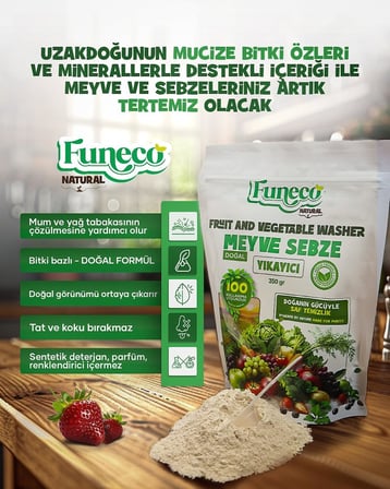 Meyve & Sebze Yıkayıcı 350 g – Bitki ve Mineral Bazlı Doğal Temizleyici Toz – Vegan, Food Grade, 100 Kullanımlık