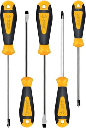 Soft Series Tornavida Seti, Chrome Vanadium, 5 Parça, Cr-V, Sarı Siyah, Model SGS1645