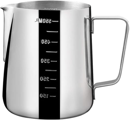 Paslanmaz Çelik Sütlük - Barista Süt Isıtıcı & Köpürtücü | Latte Art Pitcher | Küçük & Büyük Boy Seçenekli, Ocak Üstü Çelik Süt Potu (550 ml)