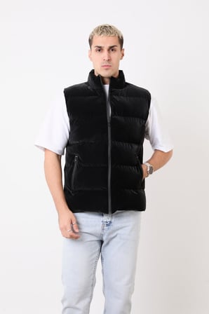 jeans Erkek Şişme Yelek – Hafif, Dik Yaka, Günlük Kullanım