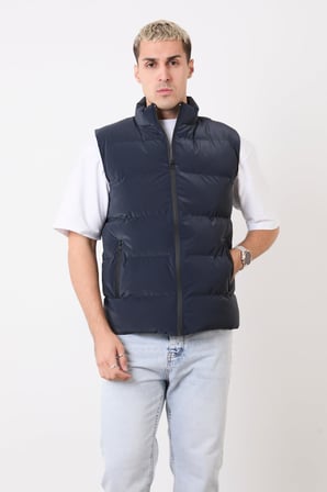 jeans Erkek Şişme Yelek – Hafif, Dik Yaka, Günlük Kullanım