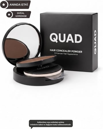 Saç Kapatıcı Pudra, Kahverengi, Unisex Saç ve Sakal Dolgunlaştırıcı, Doğal Görünüm, 12gr
