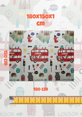 Çift Taraflı Eğitici Çocuk Oyun Matı, Halısı 180x150 (Taşıma Çantalı)-London
