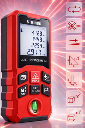 Profesyonel 12 Köşe Yeşil Çizgi Lazer Otomatik Hizalama Çantalı + 50MT Lazer Metre + Tripod