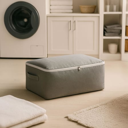 Büyük Boy Bazaaltı Kalın Kumaş Hurç | Kazak Yastık Çok Amaçlı Yatakaltı Düzenleme Hurcu Gri (64cmx45cmx20cm) 4 lü 6 lı ve Şeffaf Pencereli Seçenekli (6 LI PAKET)