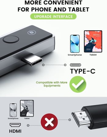 Kablosuz Ekran Yayınlayıcı & Alıcı - 1080p 60Hz HDMI Kablosuz Ekran Adaptörü, USB-C, DP-ALT, 5GHz WiFi, Tak Çalıştır, Mac, Windows, Android Uyumluluğu | ZR1180